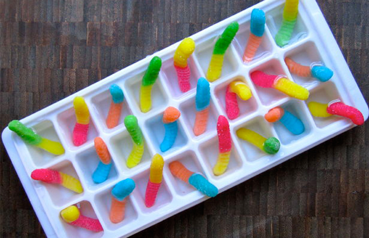 Gummy Worm Ice Cubes from Celebrate National Gummy Worm Day With These